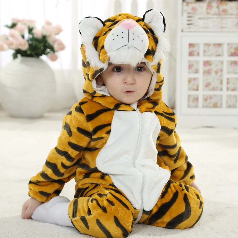 Umorden-Costumes d'animaux de dessin animé pour bébés, barboteuse pour Halloween, lapin, chien, tigre, dinosaure, garçons, filles, Kigurumi, Pourim