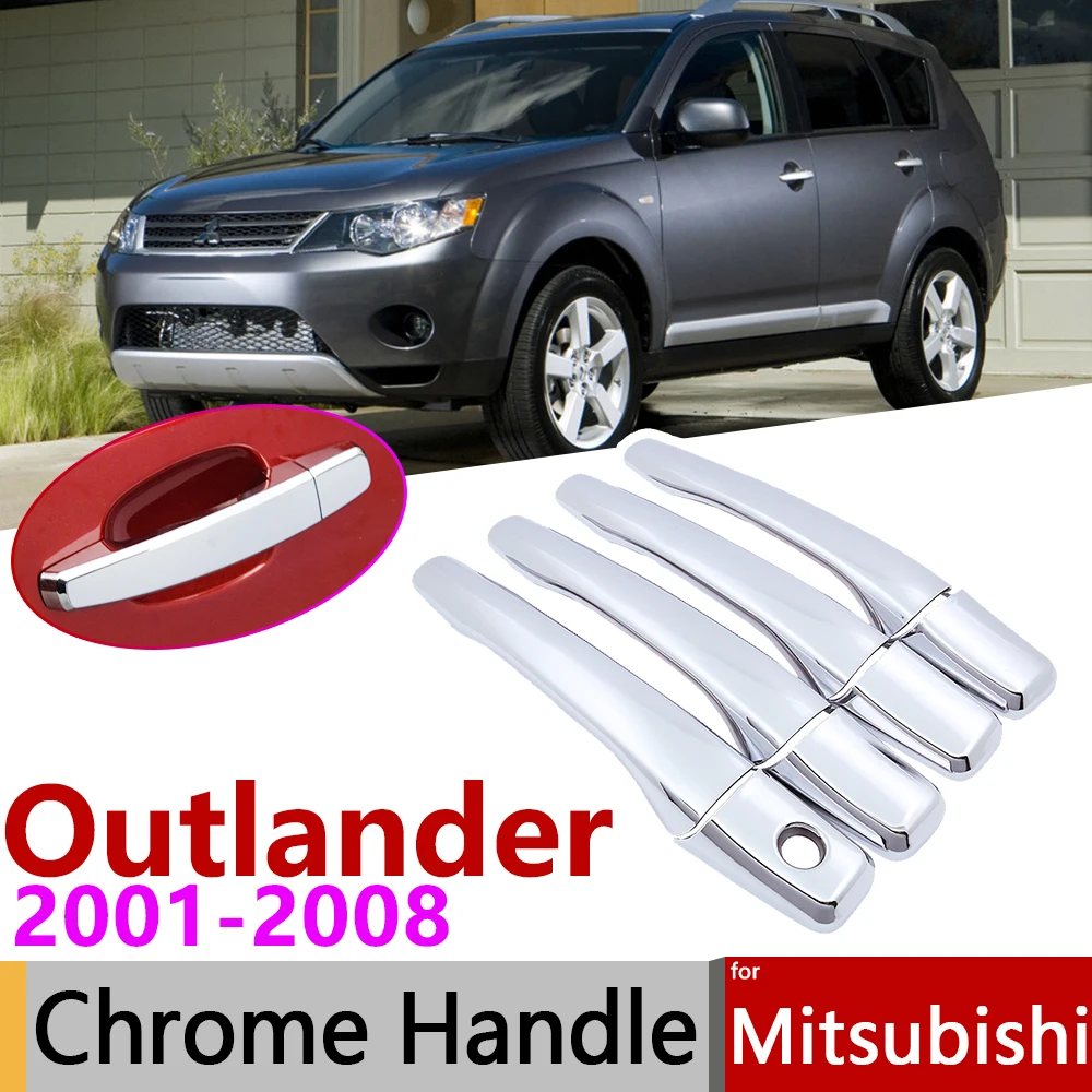 for Mitsubishi Outlander Airtrek 2001~2008 Chrome Door Handle Cover Car Accessories Stickers Trim Set 2003 2004 2005 2006 2007