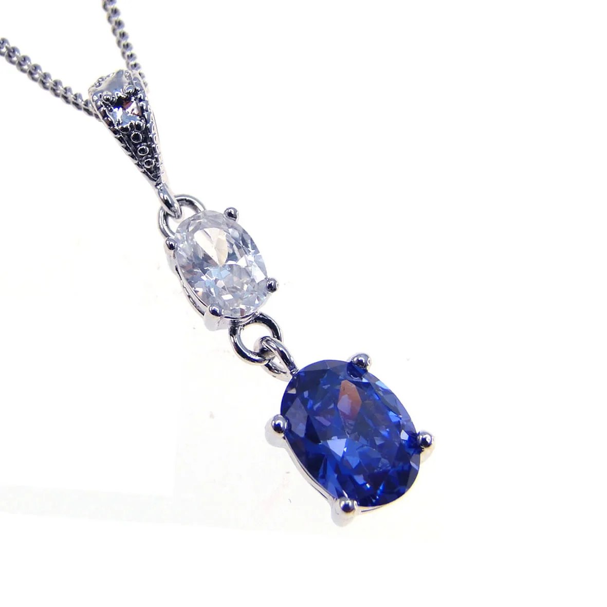 Tanzanite Pendant with White Topaz in Brass Gift Giving