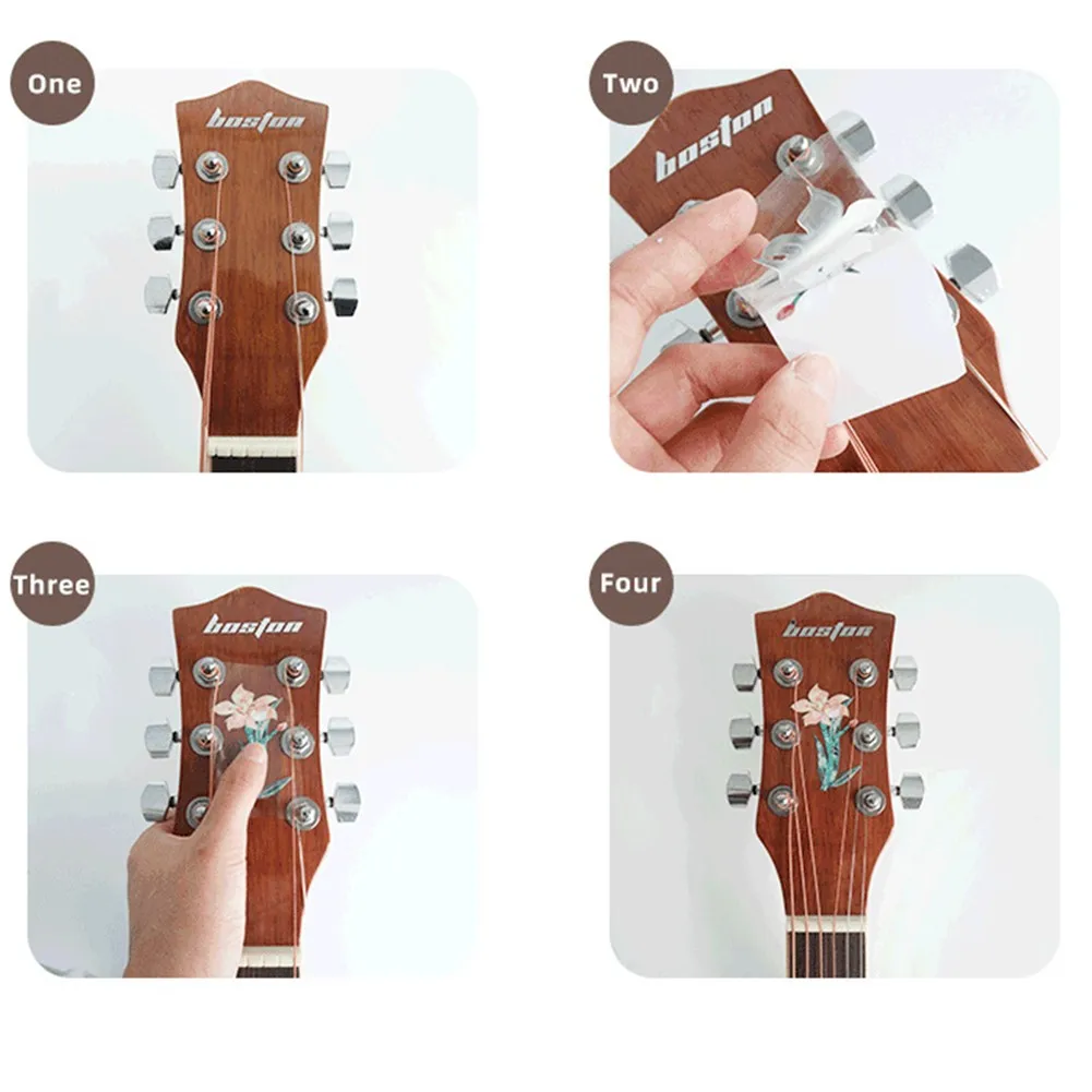 1pcs Guitar Headstock Decal Sticker PVC Guitar Neck Inlay Sticker DIY Electric Acoustic Guitars Bass Ukulele Parts Accessories