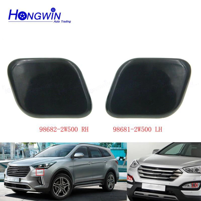 98681-2W500 98682-2W500 Pair Front Bumper Headlight  Headlamp Washer Nozzle Cap Cover For 2015 2016 2017 2018 Hyundai Santa Fe