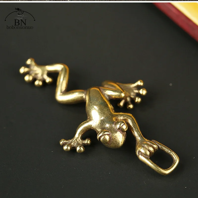 Retro Copper Small Cute Frog Figurines Miniature Desktop Ornament Decorations Accessories Metal Brass Animal Toad Tea Pet Decors