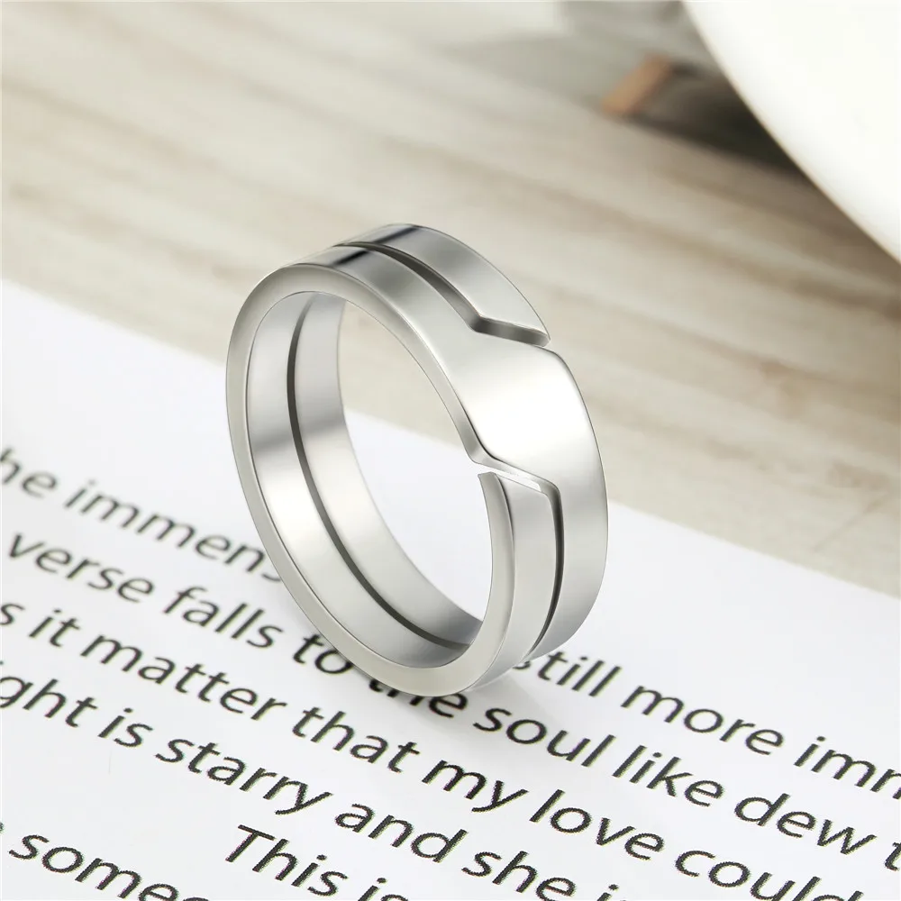 COOLTIME Einfache Mode Ring Edelstahl Casual Paar Ringe Hochzeit Schmuck Jahrestag Geschenk Großhandel anillos hombre – Detail 16