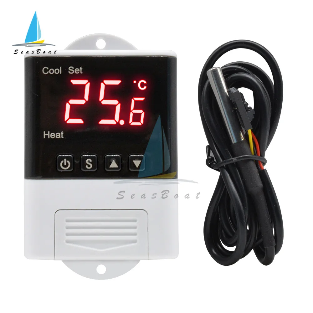 AC110-220V Temprature Controler Switch Heat Electronic Display Microcomputer Temperature Controller For Incubator DS18B20 Sensor