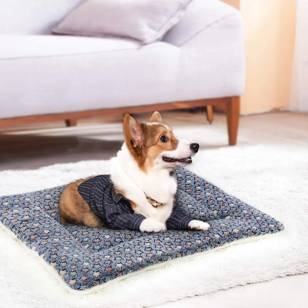 

Pet Dog Bed Blanket Cat Kitten Mat Mattress Cage Pillow Washable Dog Cushion Soft Reversible Fleece Flannel Winter Thicken Warm