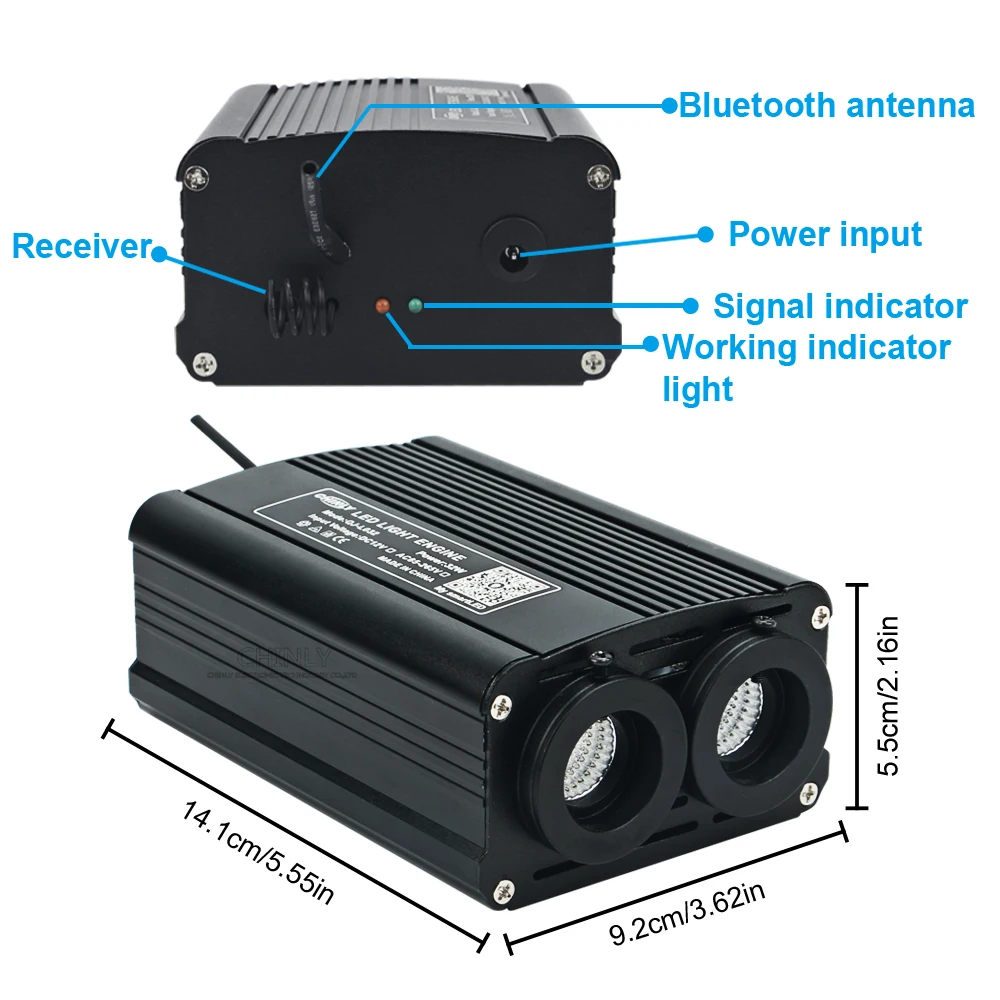 Imagem -04 - Luz de Fibra Óptica com Bluetooth Cabeça Dupla 32w Rgbw Luz do Motor rf Controle Remoto 600 Peças Cabo 4m Efeito Estrelado Iluminação do Teto