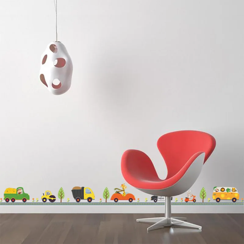 Cartoon Animals Car Wall Stickers Kids Room Nursery Decoration Mural Children's Bedroom Background Decor Removable Home Decals view 4