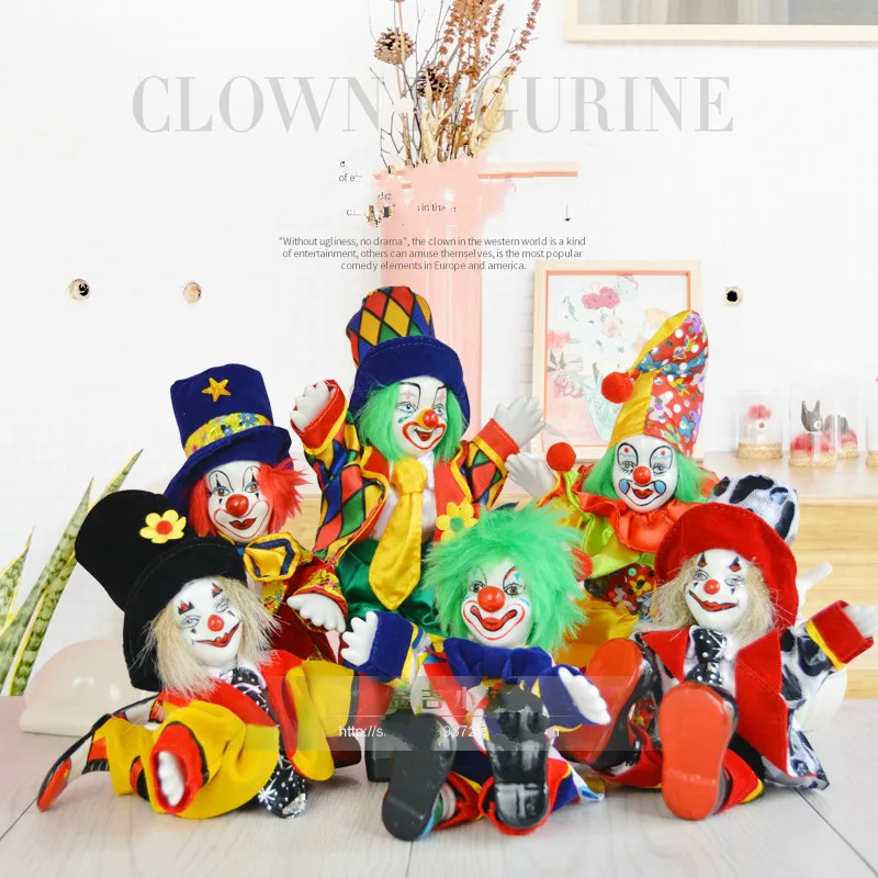 

Porcelain ins style cute clown doll holiday birthday gift circus ceramic ornaments creative home decorations toy desk decoration