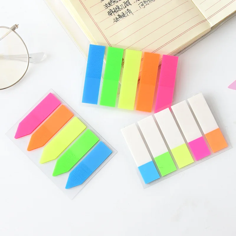 1 Pcs Fluorescence Colour Self Adhesive Memo Pad Sticky Notes Bookmark Point It Marker Memo Sticker Paper Office School Supplies