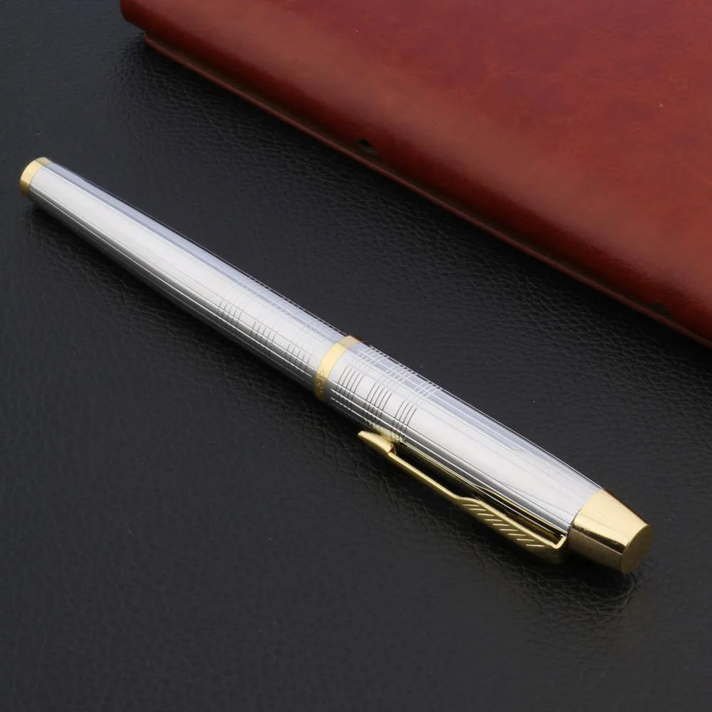 Luxe Metalen Kantoor Rechte Lijn Rvs Gloden Rollerball Pen