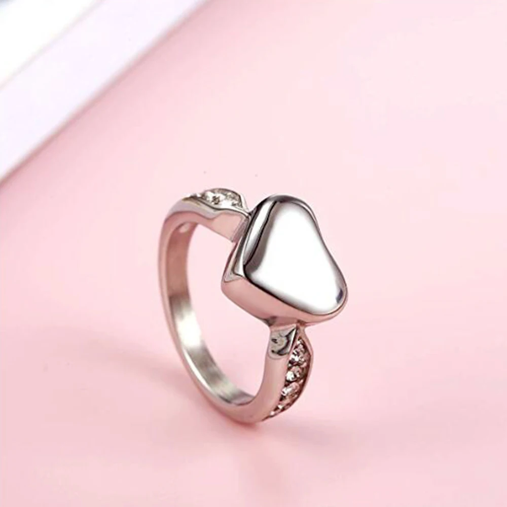 Love Heart cremation Ash rings Stainless Steel Memorial Urn Ring Ashes Keepsake Cremation Jewelry Size 6-10