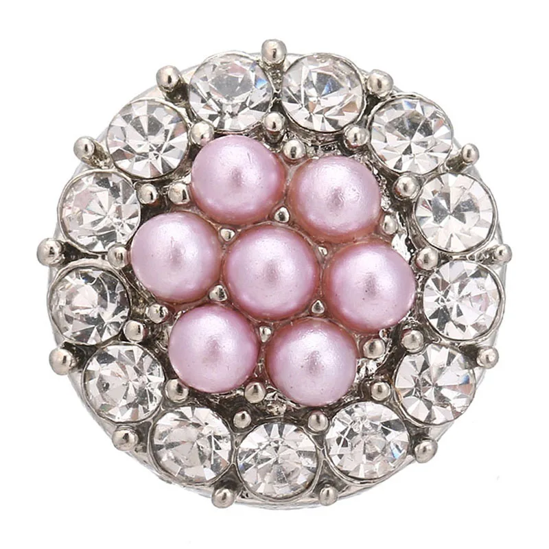 KZ3584 New Round Crystal& beads beauty 18MM snap buttons fit DIY 18MM snap bracelet snap jewelry Christmas Gift