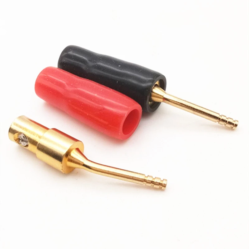 4ชิ้น/ล็อต2มม.ปลั๊กกล้วยทองแดงชุบทอง24K สายลำโพง Pin Angel ลวดสกรูล็อค Connector + ยาง PVC สำหรับดนตรี HiFi