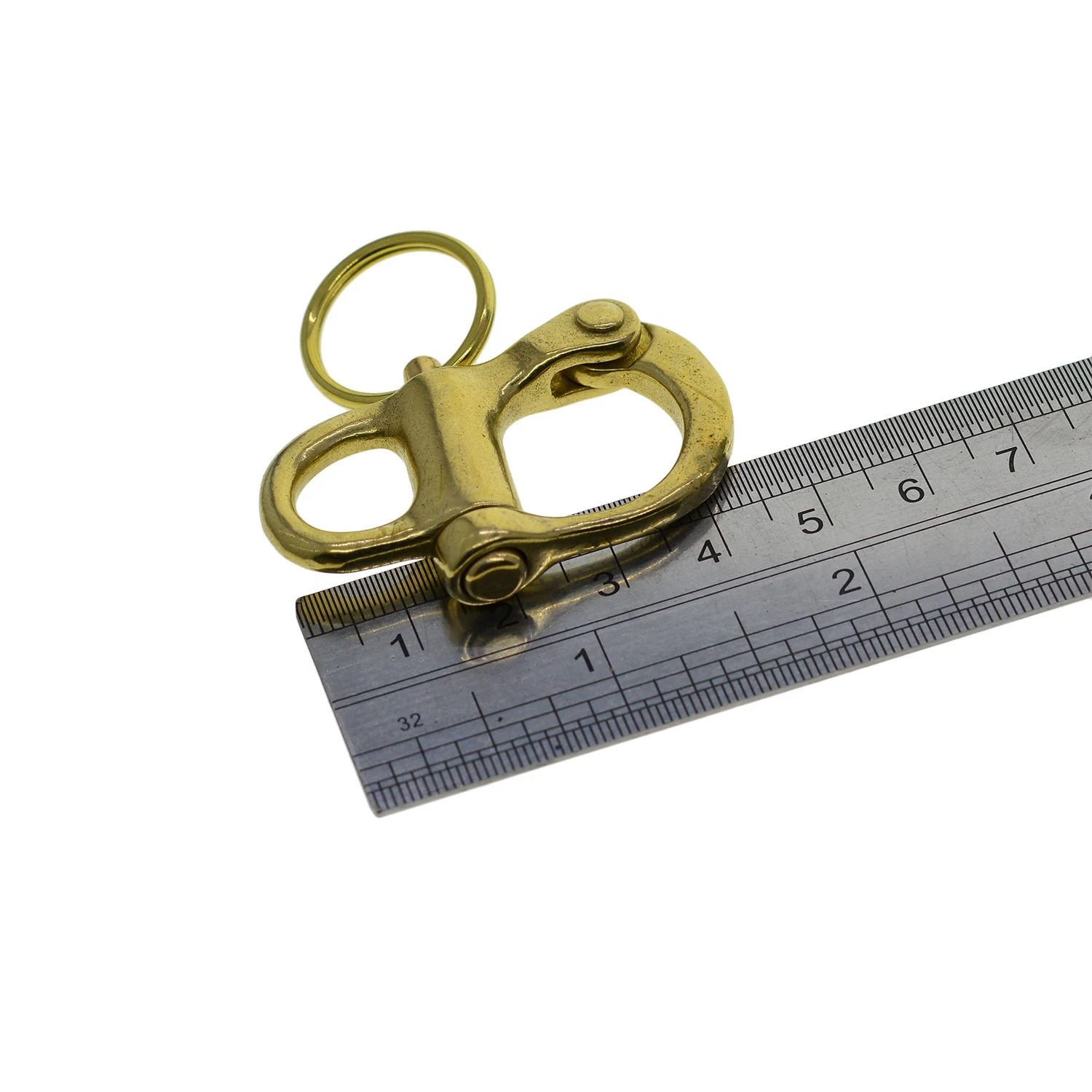 Solid Brass Nautical Carabiner Keychain with Leather Strap