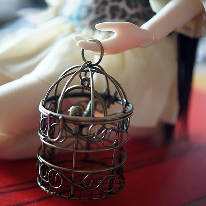 73mm*45mm 1:12 Dollhouse Miniature Furniture Metal Bird Cage For Dollhouse Decor Birdcage Size: