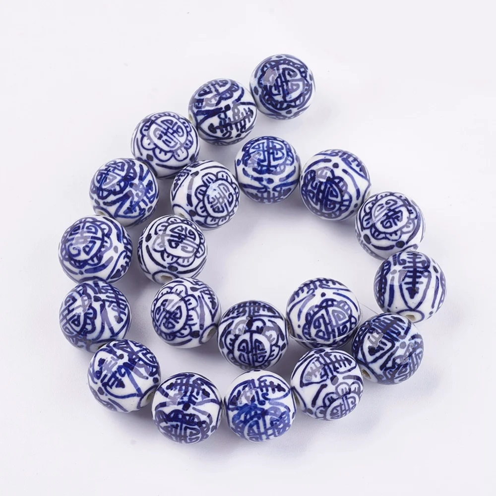 10~20pcs Handmade Blue and White Porcelain Beads Medium Blue for Bracelet Necklace DIY Jewelry Making Crafts Decor Accessories