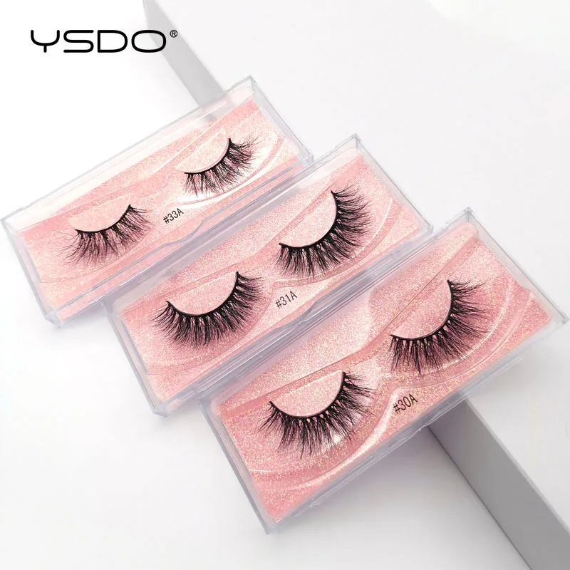 YSDO 1 Par Pestañas Cruzadas de Visón Suaves Reales 3D Postizas Dramáticas Onduladas Maquillaje Cilios Faux Cils 3
