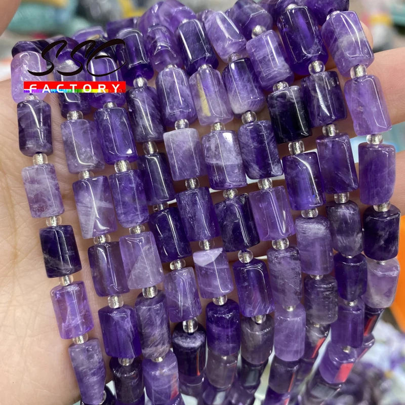 

8x11mm Natural Faceted Purple Amethysts Stone Beads Cylinder Spacer Beads DIY Bracelet Accessories For Jewelry Making 15" Strand