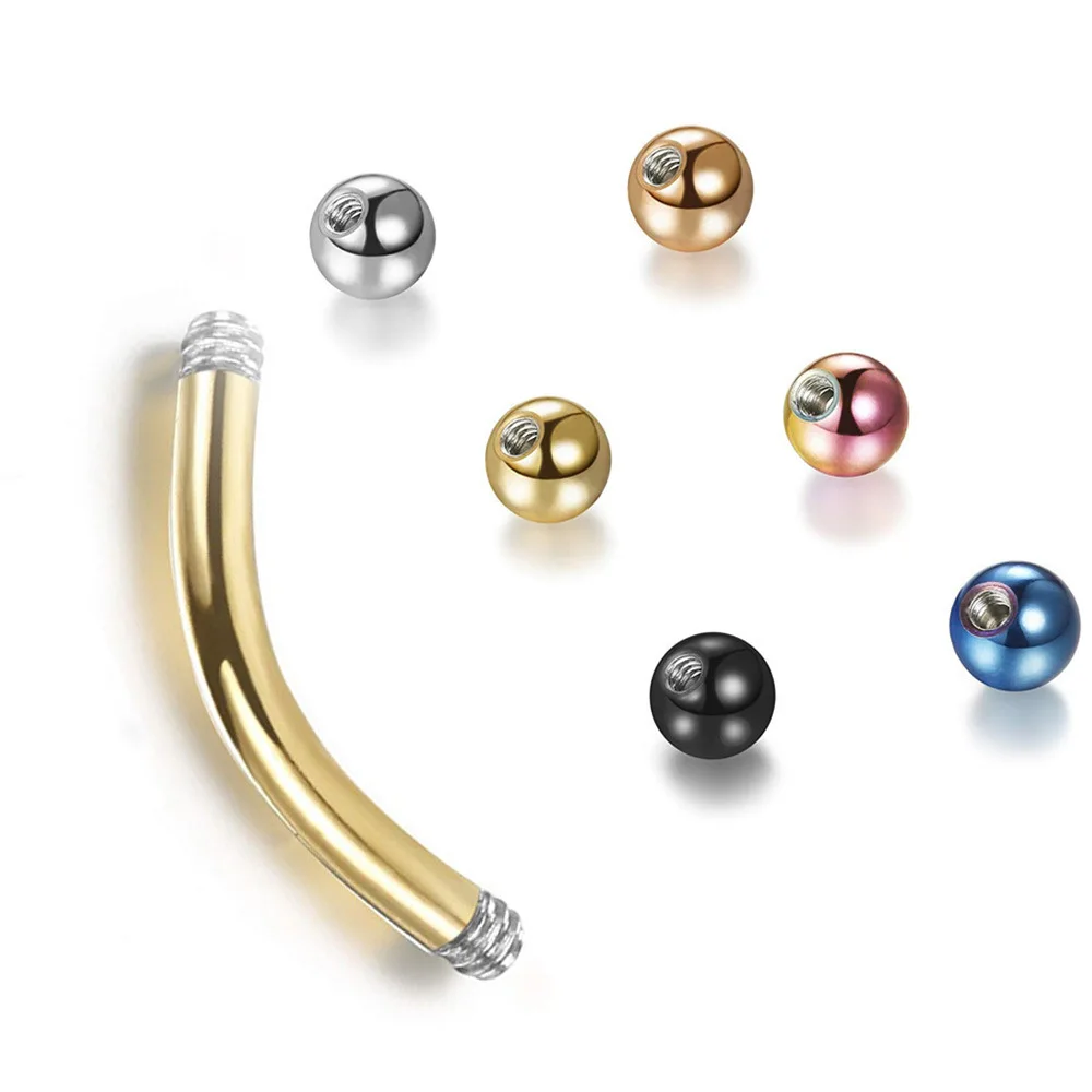 Latest 10 / Package Stainless Steel Nail Color Eyebrow Circular Steel Nail Curved Rod Nose Lip Nail Body Piercing Jewelry