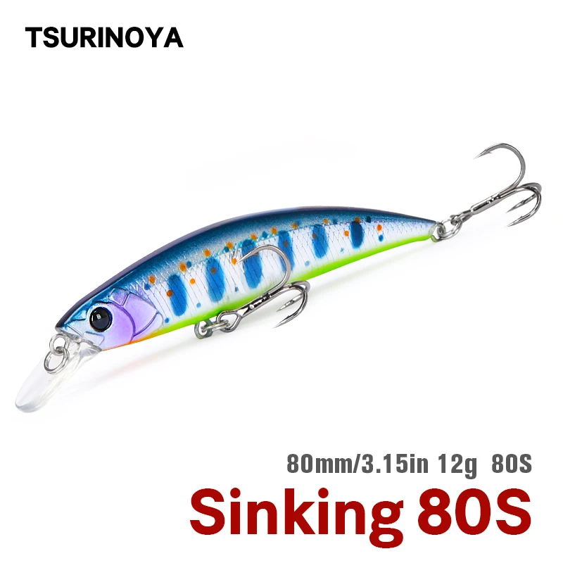 

TSURINOYA DW96 Sinking Minnow Fishing Lure 80mm 12g Trout Pike Artificial Hard Bait Jerkbait for Freshwater Saltwater Wobbler