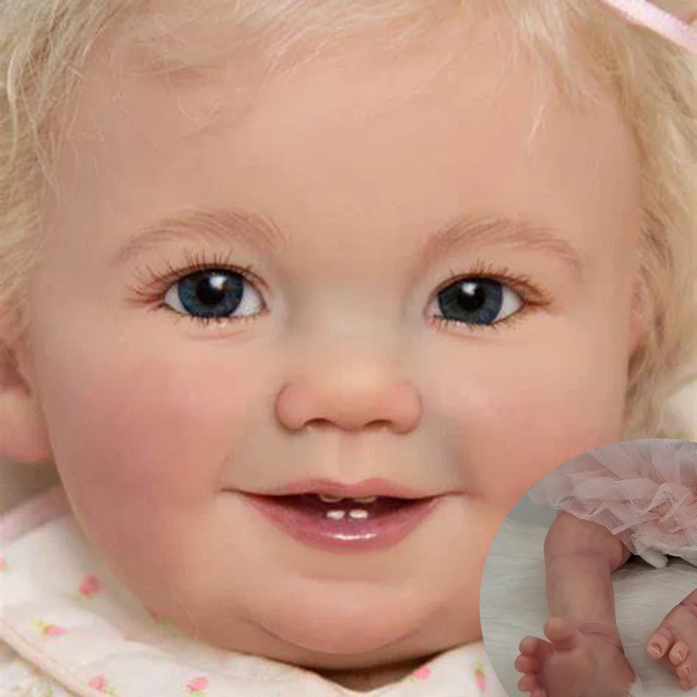 

FEELWIND Handmade Dolls 20inch Emilia Reborn Baby Blond Hair Advanced Painted Body with Blood Vessels and Veins