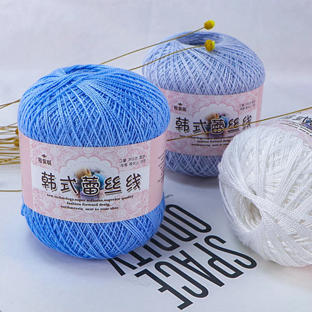 Multi Color Lace Yarn Crochet Infant Silk Cotton Cord Hand Knitted Crochet Yarn Soft Warm Baby Yarn for DIY Sweater 50g, 0.8mm