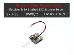 AEORC RX24X series Mini Micro RX 4CH Receiver Integrated 1S 5A brushed ESC with linear Servo(1.00Pin 3P) Plug With TELEM