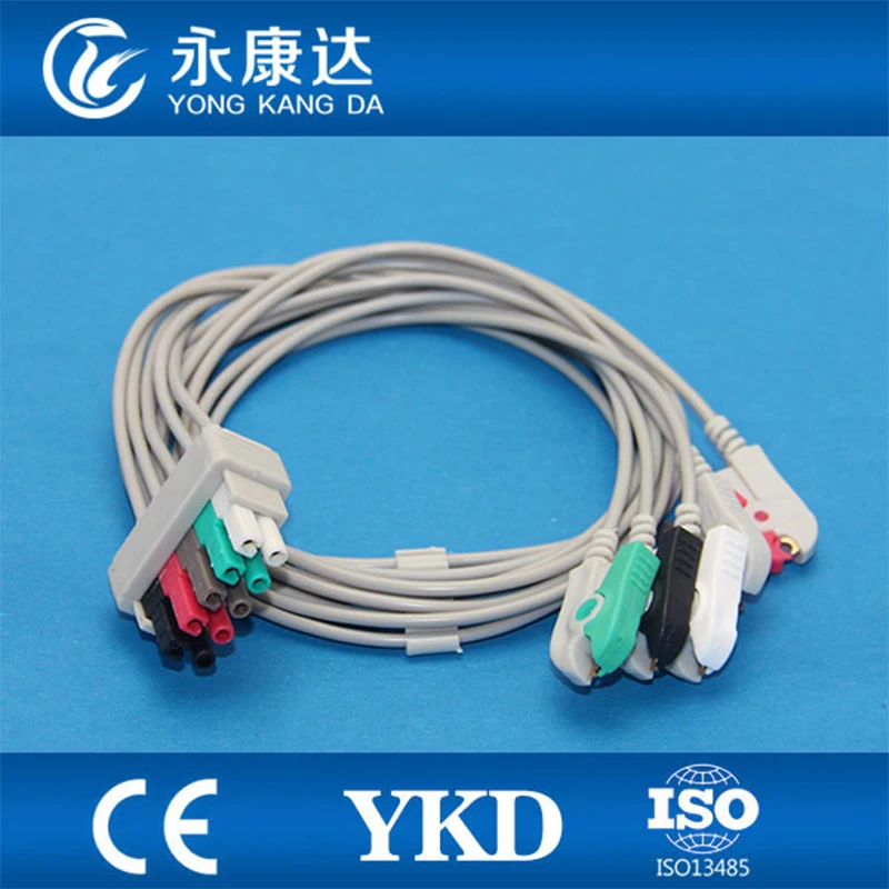 

3pcs/Lot Free Shipping ASP style 5-lead ECG leadwires with AHA clip for Datex-Ohmeda GE-medical Pro1000