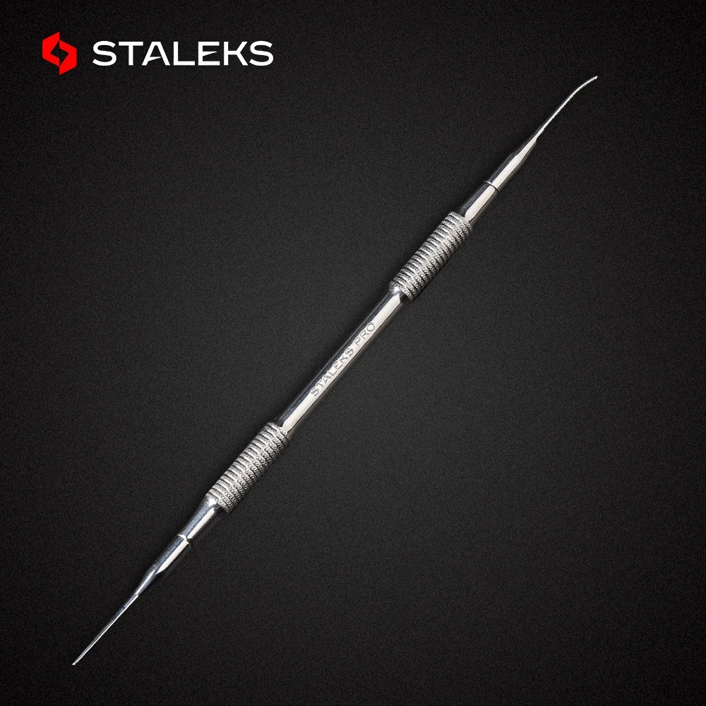 

STALEKS PE-60-4 Professional Manicure Stainless Steel Double-ended Cuticle Pusher Exfoliating Remover Nail Art Nursing Tools