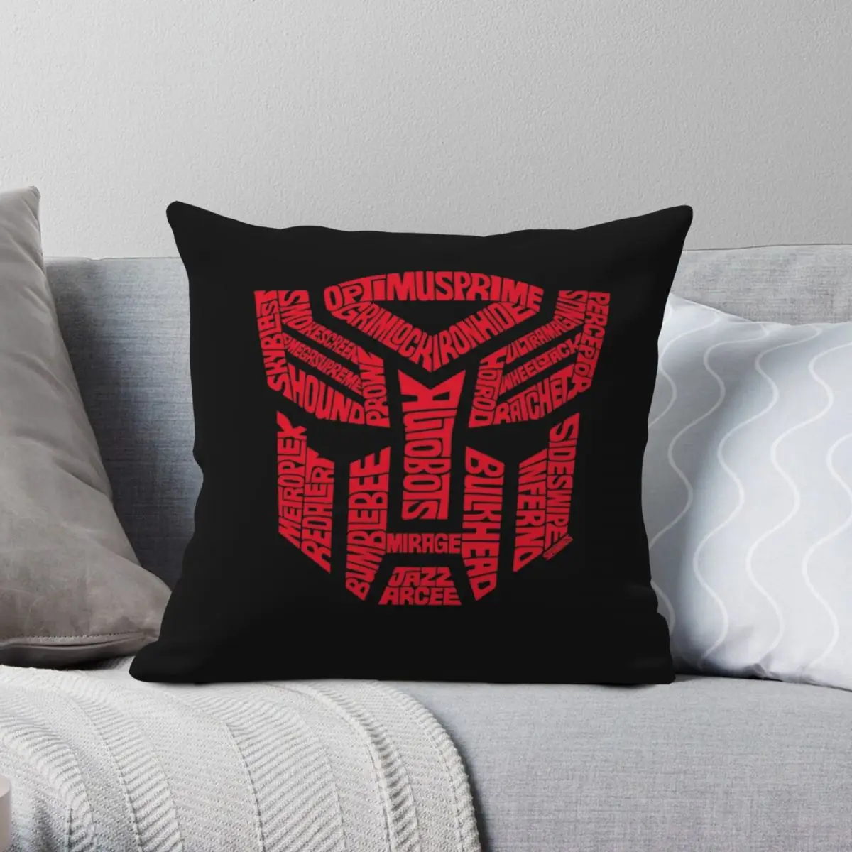 Transformers Autobots Red Pillowcase Polyester Linen Velvet Printed Zip Decor Home Cushion Cover