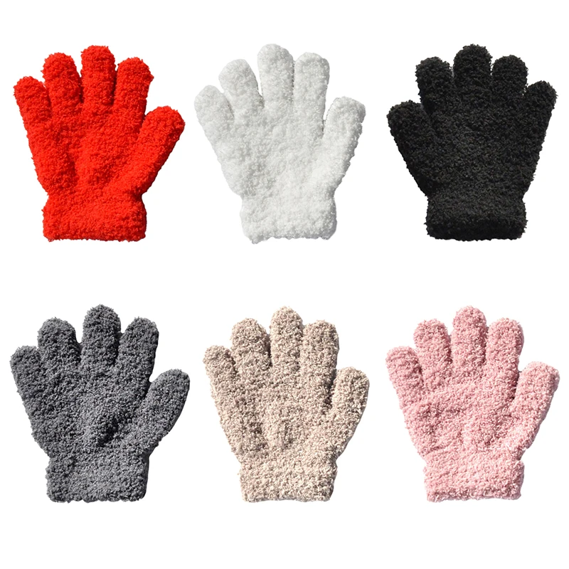 1 paar Korallen Fleece Kinder Handschuhe Winter Warme Baby Verdicken Handschuhe Kleinkind Weiche Volle Finger Handschuhe für Kinder Jungen Mädchen 3-6years