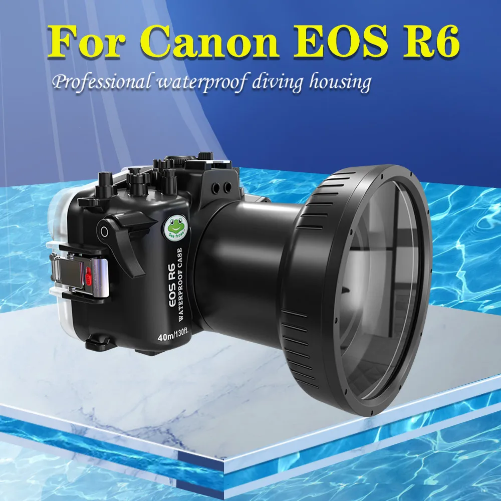 

SeaFrogs IPX8 Professional Waterproof Camera Housing for Canon EOS R6 40M/130FT Underwater Diving Case for Photography Lighting