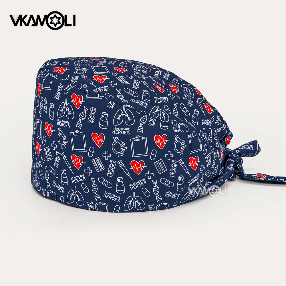 Nieuwe Gepersonaliseerde Afdrukken Scrubs Hoeden Verstelbare Schoonheidssalon Werkkleding Scrub Cap Laboratorium Pet Shop Scrub Hoed Gorro Enfermera