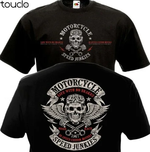 

Short Sleeve Tshirts T-shirt MOTORCYCLE SPEED Biker Chopper Double Side