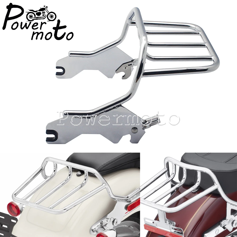 

1PCS Motorcycle Chrome Two-up Quick Detachable Holdfast Luggage Rack For Harley Softail Sport Glide FLSB Low Rider S FXLR FXLRS