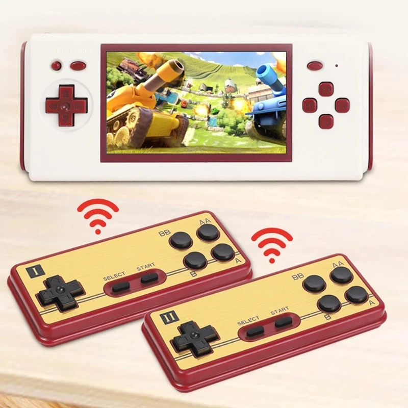 Imagem -02 - sem Fio Dois Jogadores Vermelho e Branco Handheld Game Console Jogador de Jogo Retro Compatível com fc Amarelo Multi Cartucho 4.3-inch hd