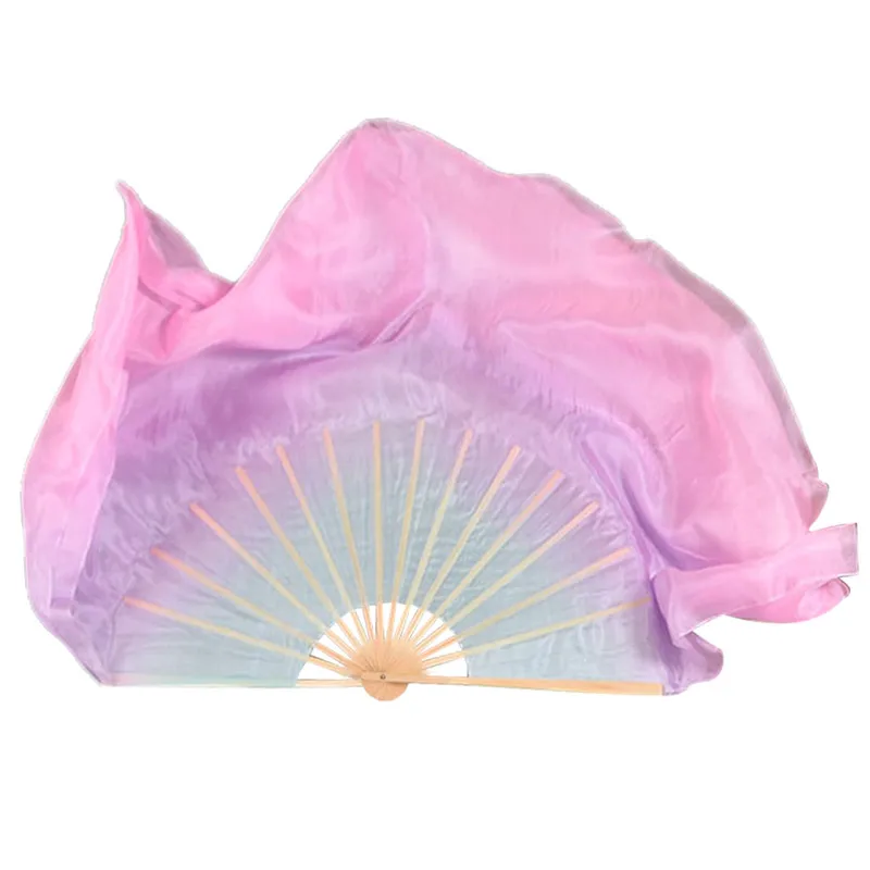 Double-Side Women 100% real silk Fan Veils for Belly Dance Chinese Folk Dance Veil Fans Two Layers Dancing Props 1pair/2pcs