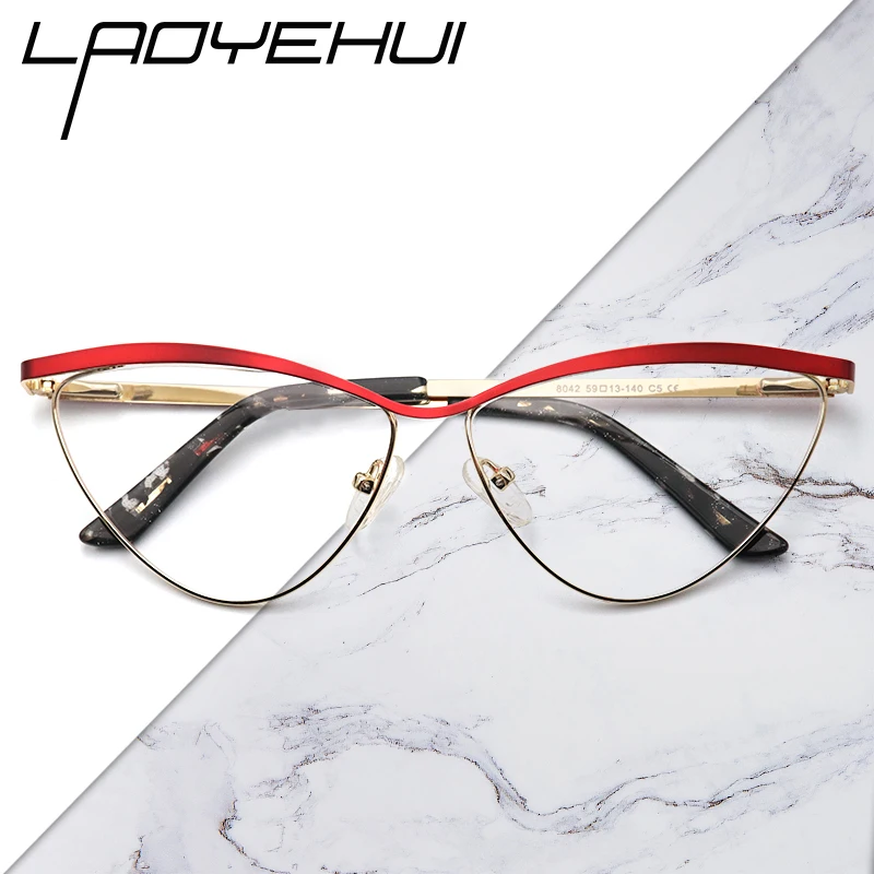 

Anti Blue Light Glasses Frame Women Prescription Optical Metal Eyewear Eyeglasses Frames Fashion Cat Eye Glasses Women's 2022