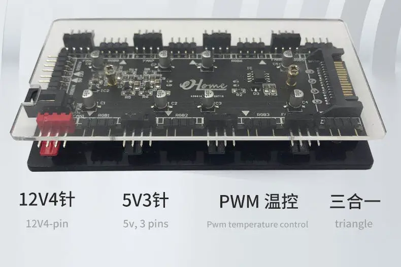 Rgb 12V 4-Pin Argb 5V 3-Pin Hub Controller Pwm Temperatuurregeling Snelheidsregeling Combo shekinah Synchronisatie Aura