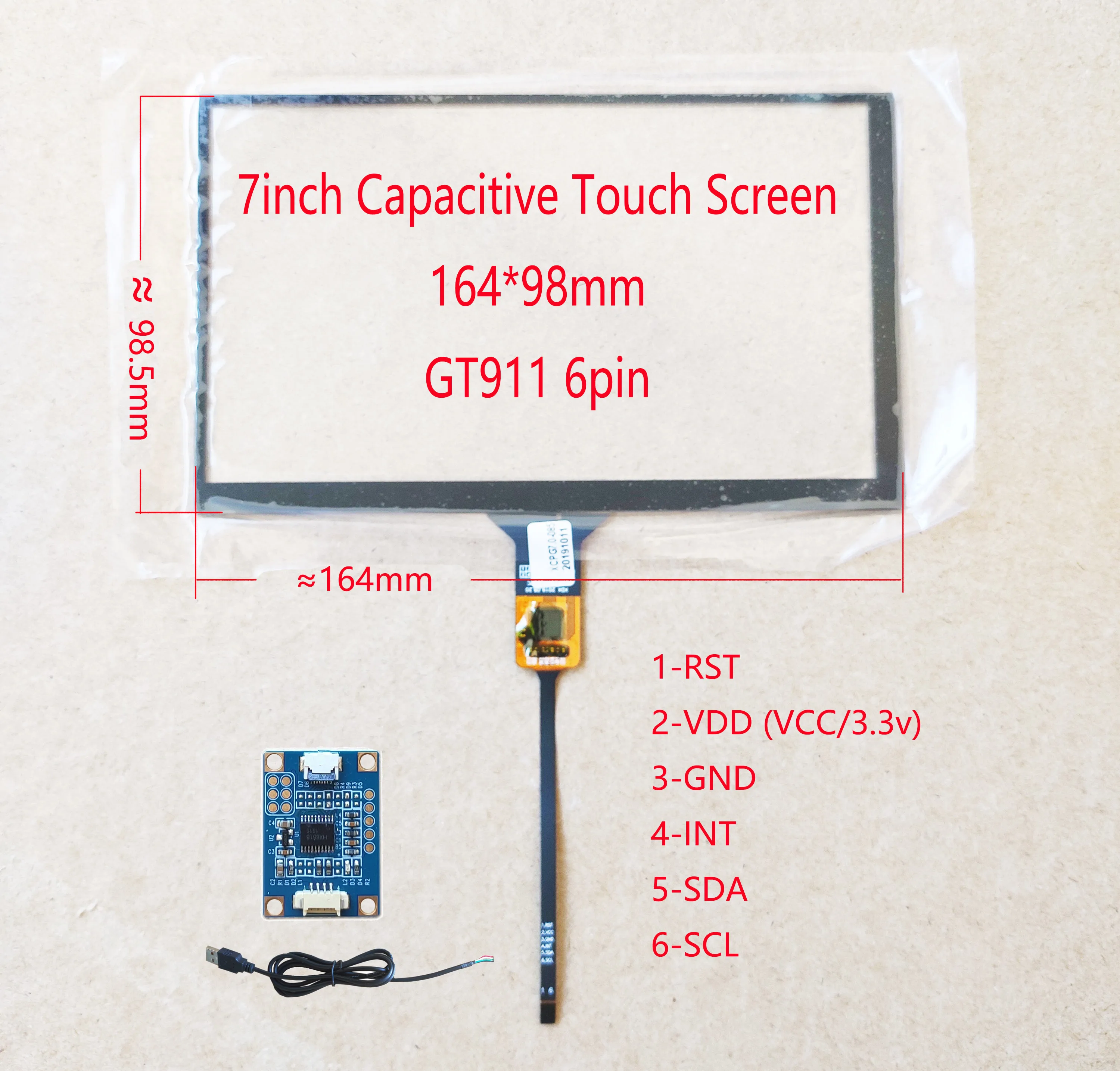 

7inch USB Touch Screen 165*100mm 164*99mm FPC Middle USB Contrller Board Support Win7 8 10 Raspberry Pi Android LInux