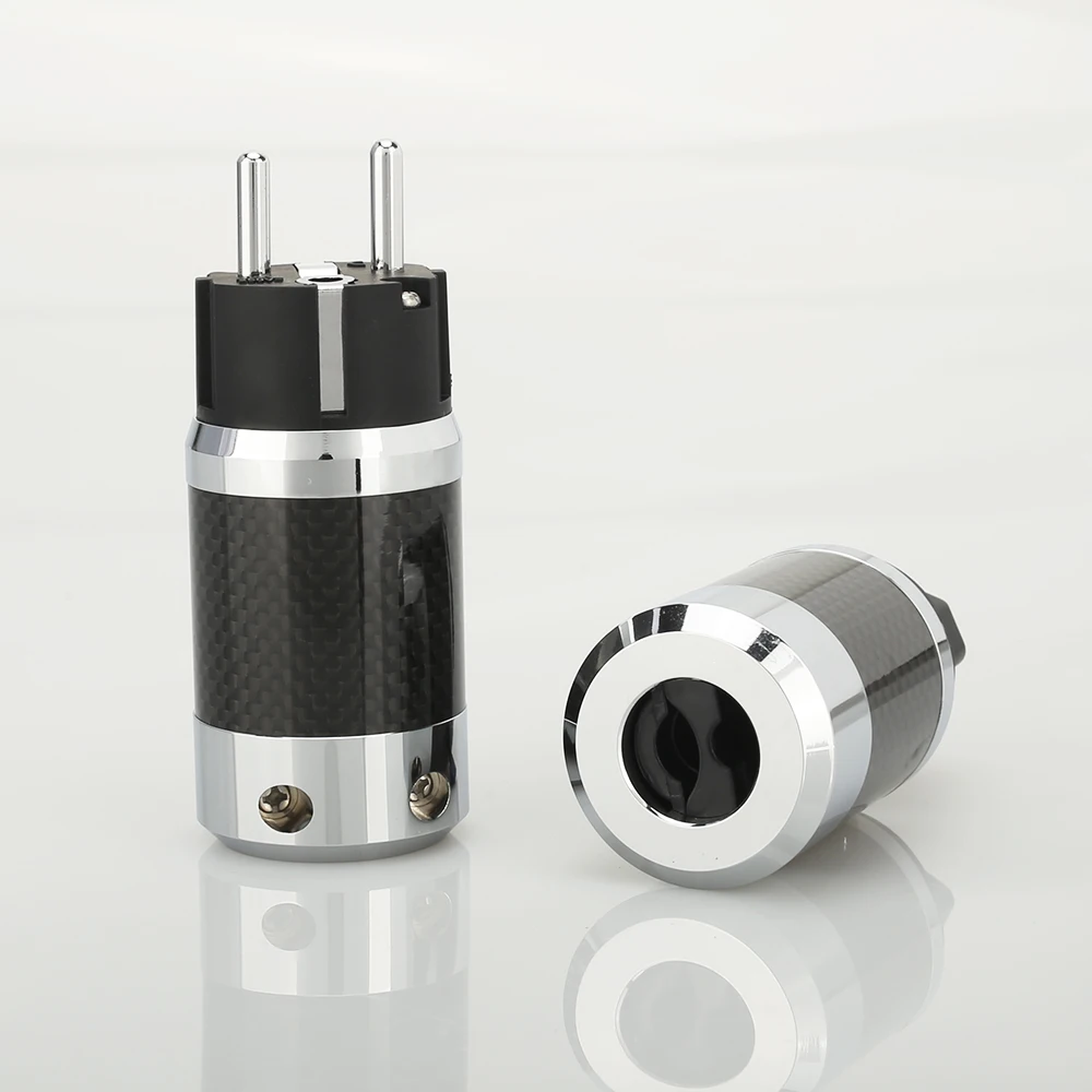 Audiocrast คาร์บอนไฟเบอร์ SCHUKO ปลั๊ก IEC หญิงเกรด DIY Power CABLE Leads HIFI