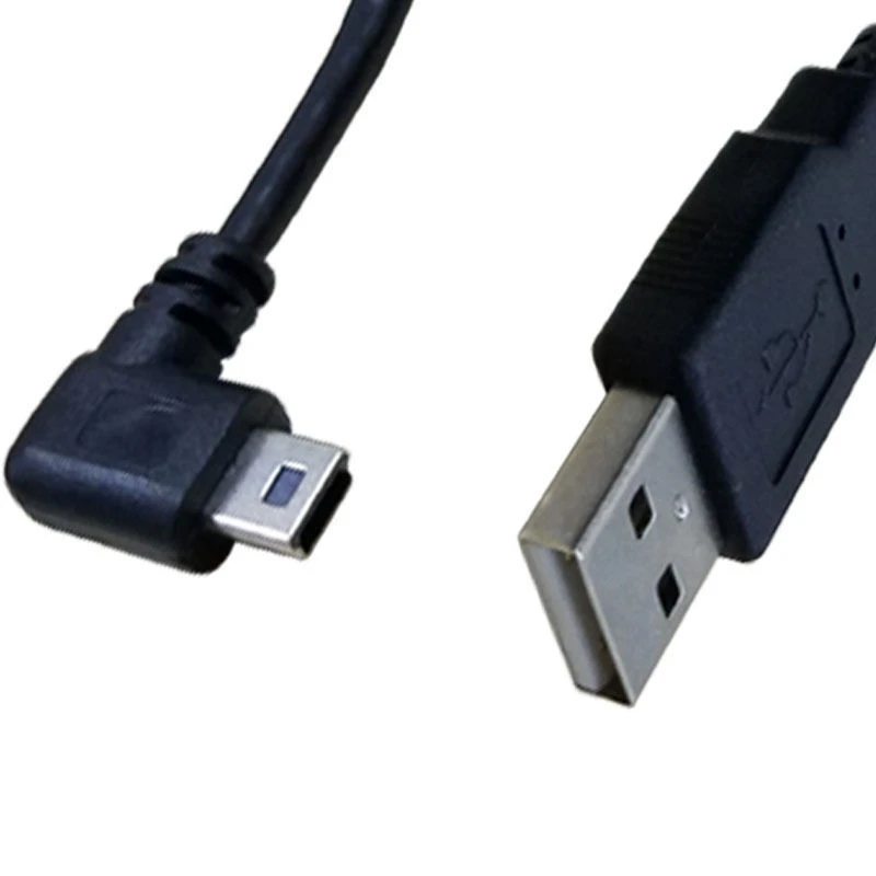 USB2.0 قابس ذكر إلى USB صغير 5 دبوس بزاوية يسار 90 درجة وصلة كابل بيانات 1.5 متر/5 قدم 3 متر/10 قدم أسود