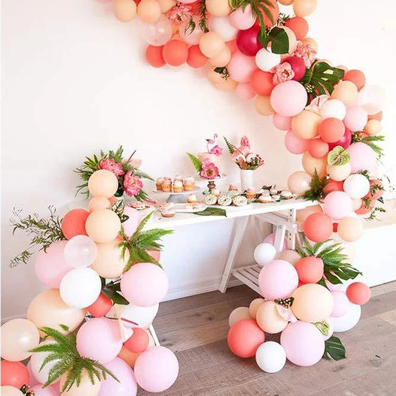 100pcs Birthday Wedding Baby Shower Anniversary Party Decoration Pink White Latex Balloons Garland Arch Kit Confetti Ballon