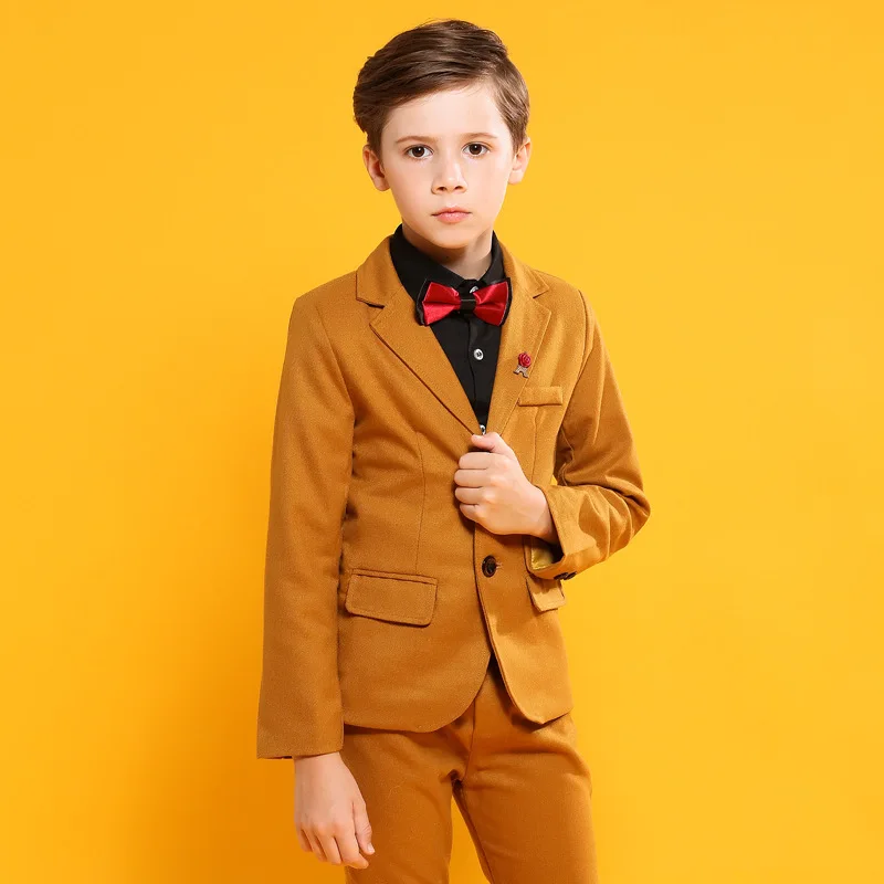 

Flower Boys Jacket+Pants+Tie 3PCS Formal Suit School Kids Weddings Party Tuxedos Prince Boys Gentlemen Birthday Dress Costume