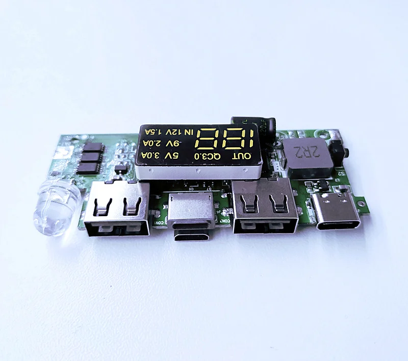 

QC30 Fast Charge PD18W Multi-protocol IP5328 Smart Fast Charge Power Bank Booster Board 12V Booster Board