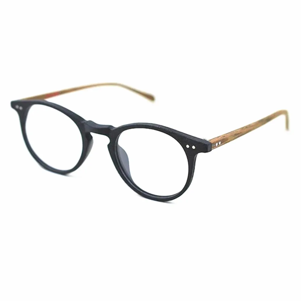 BETSION Vinatge Hand Made Oval Full Rim Wood Black Eyeglass Frames Rx able Myopia unisex Spectacles Glasses