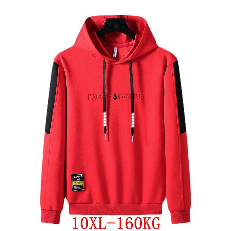 

Men's large 10xl Hoodie 160kg stitching contrast color plus size 6xl 7XL 8xl 9xl long sleeve loose black gray red big sweatshirt