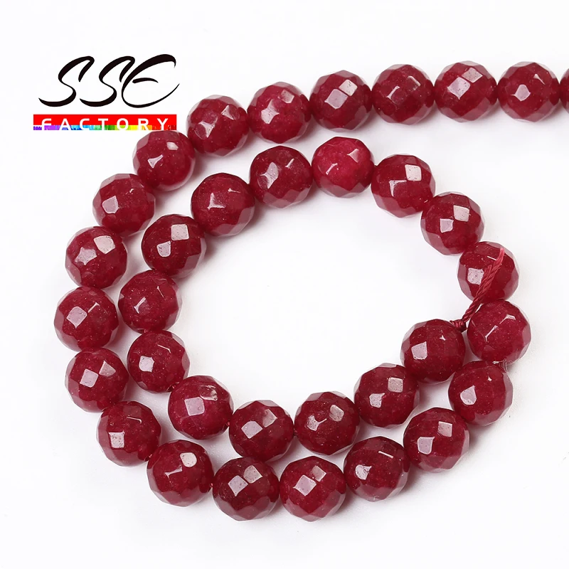 Wholesale Faceted Red Jades Beads Natural Stone Beads 15