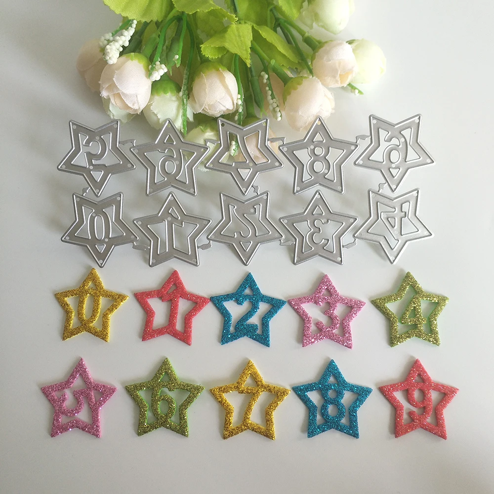 

arabic five-pointed star numbers 0-9 cutting dies DIY scrapbook, embossed card making, photo album decoration, handmade craft