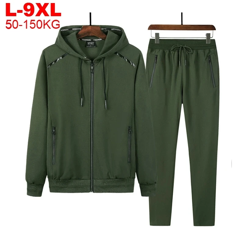 Spring Autumn Sports Suit Plus size men track suit Trade Sportswear Men's Running sweatsuit Sets 9XL 8XL 7XL jogger men big size